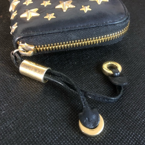JIMMY CHOO Navy Blue Lambskin and Gold Stars Continental Zip Wallet - Picture 5 of 13